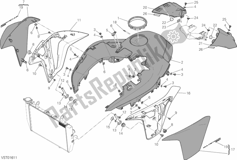 Tutte le parti per il 34a - Carenatura del Ducati Multistrada 950 SW Thailand 2017
